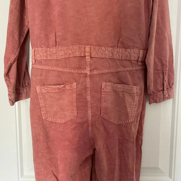 ba&sh Dova Denim Coverall Jumpsuit in Rose Pink Size Large - Picture 7 of 8